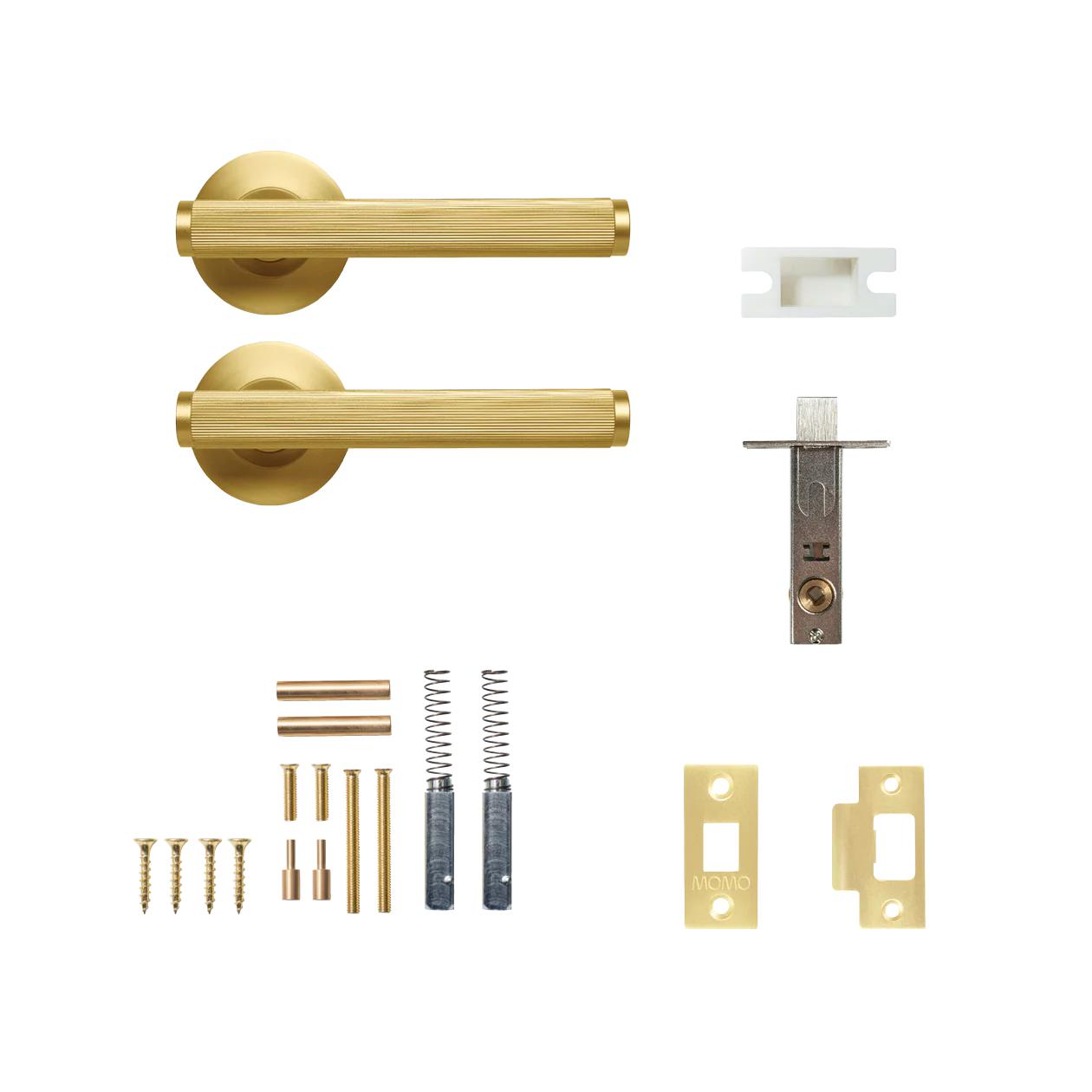 BELLEVUE LINED LEVER SOLID BRASS TUBULAR LATCH PASSAGE SET - BRUSHED SATIN BRASS in Brushed Satin Brass