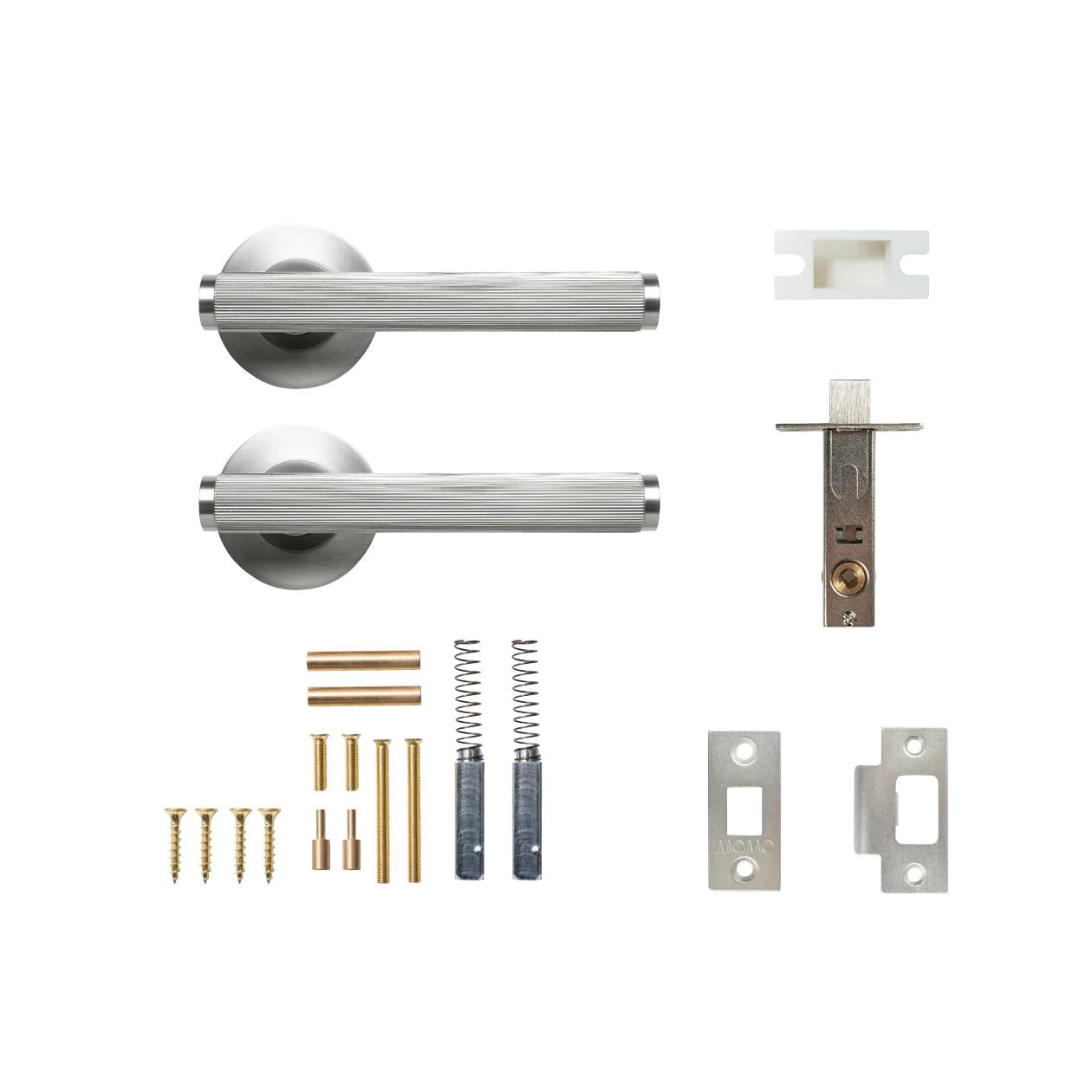 BELLEVUE LINED LEVER SOLID BRASS TUBULAR LATCH PASSAGE SET - DULL BRUSHED NICKEL in Dull Brushed Nickel