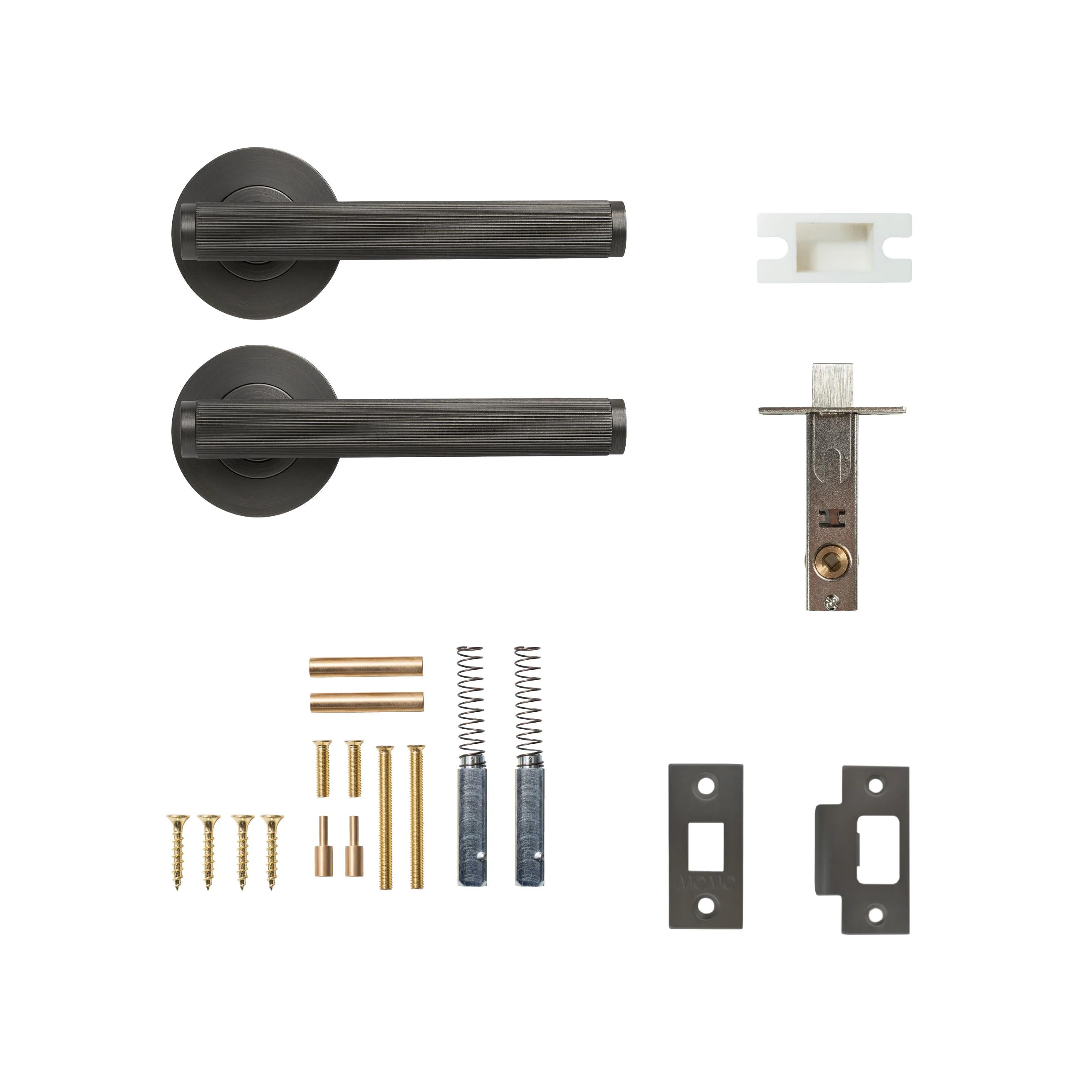 BELLEVUE LINED LEVER SOLID BRASS TUBULAR LATCH PASSAGE SET - GUNMETAL in Gun Metal