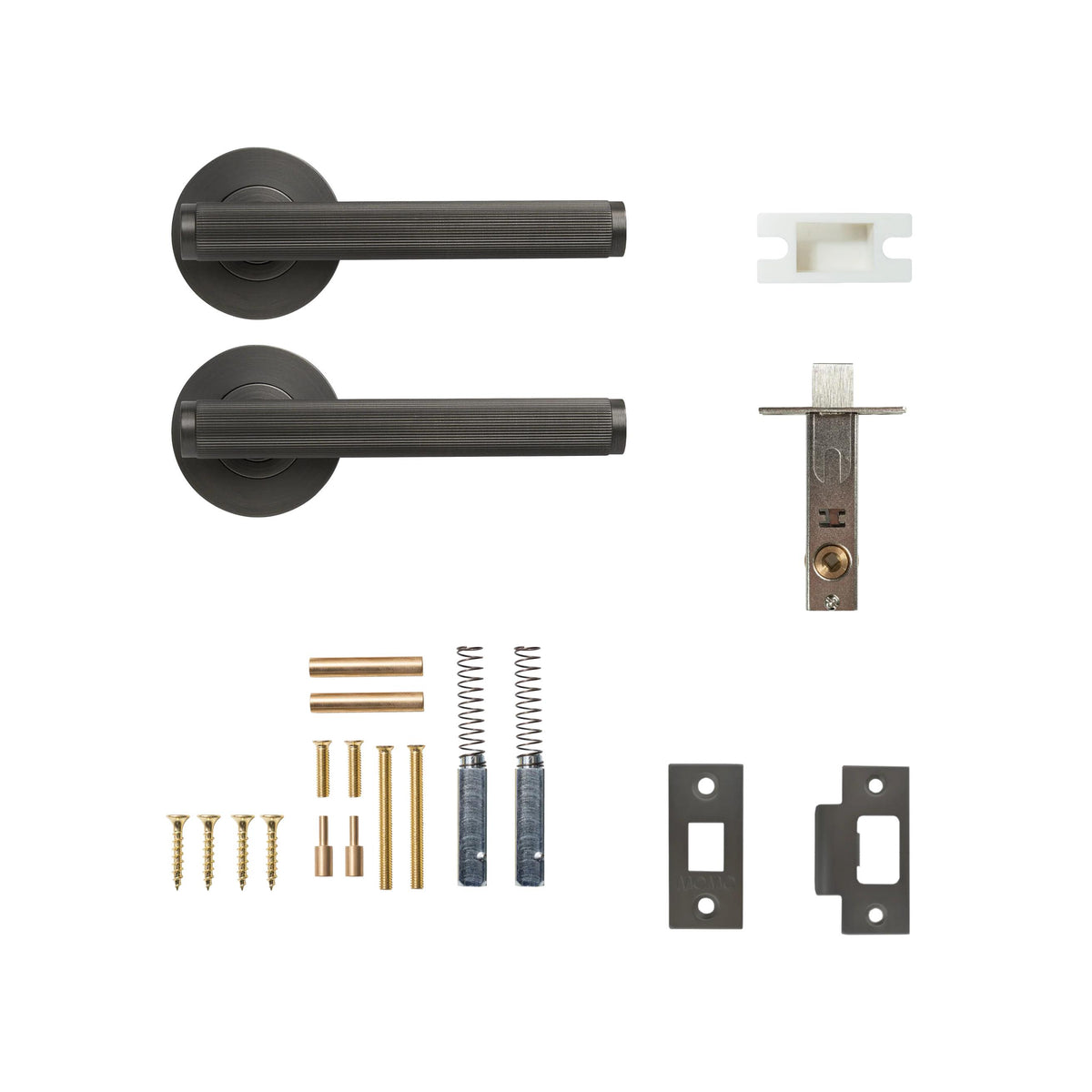 BELLEVUE LINED LEVER SOLID BRASS TUBULAR LATCH PASSAGE SET - GUNMETAL in Gun Metal
