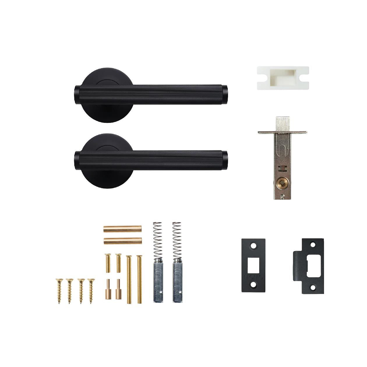 BELLEVUE LINED LEVER SOLID BRASS TUBULAR LATCH PASSAGE SET - MATT BLACK in Matt Black
