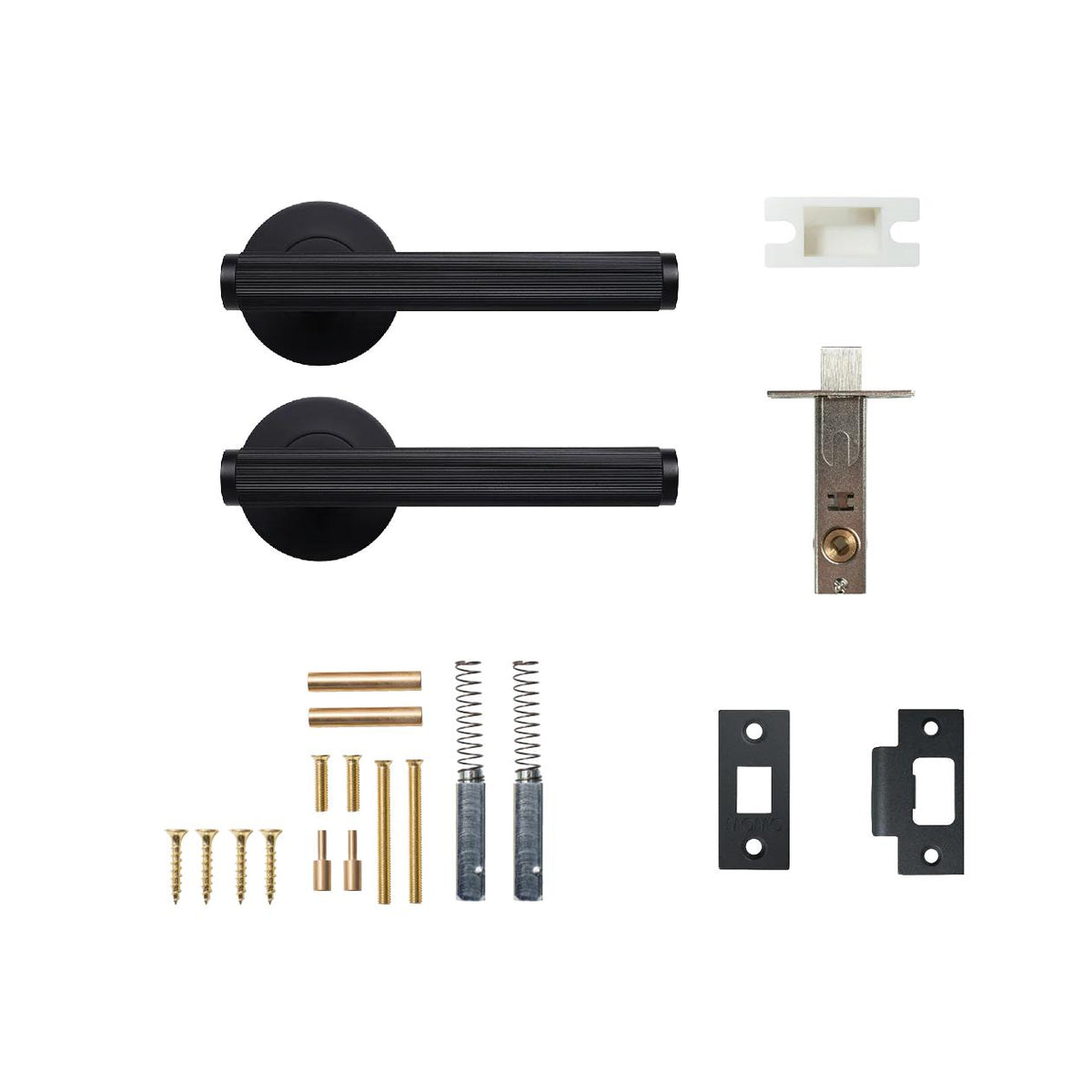 BELLEVUE LINED LEVER SOLID BRASS TUBULAR LATCH PASSAGE SET - MATT BLACK in Matt Black