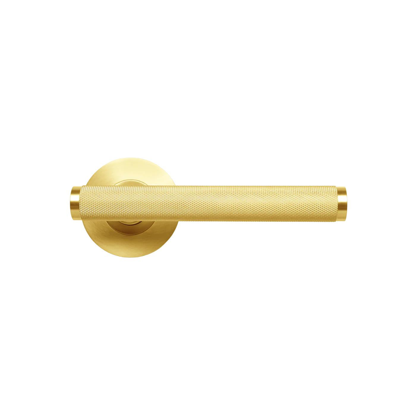 MOMO BELLEVUE KNURLED LEVER HANDLE SET BRUSHED SATIN BRASS in Brushed Satin Brass