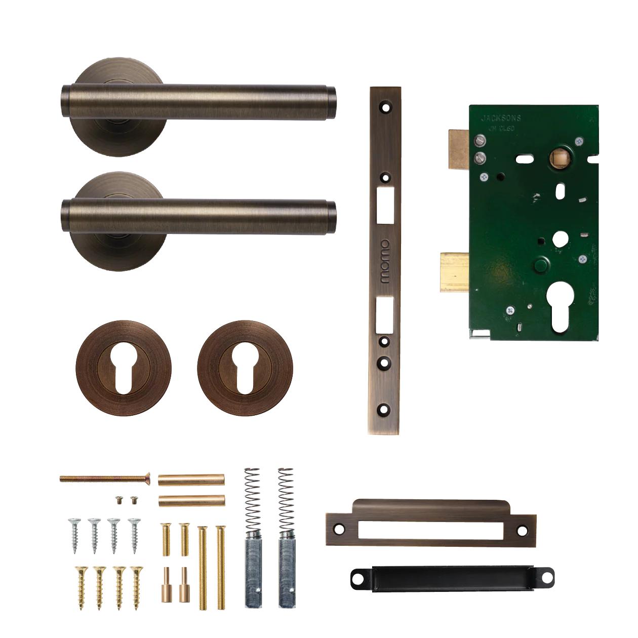 MOMO BELLEVUE PLAIN LEVER SOLID BRASS MORTICE ENTRANCE SET - BRONZE in Bronze