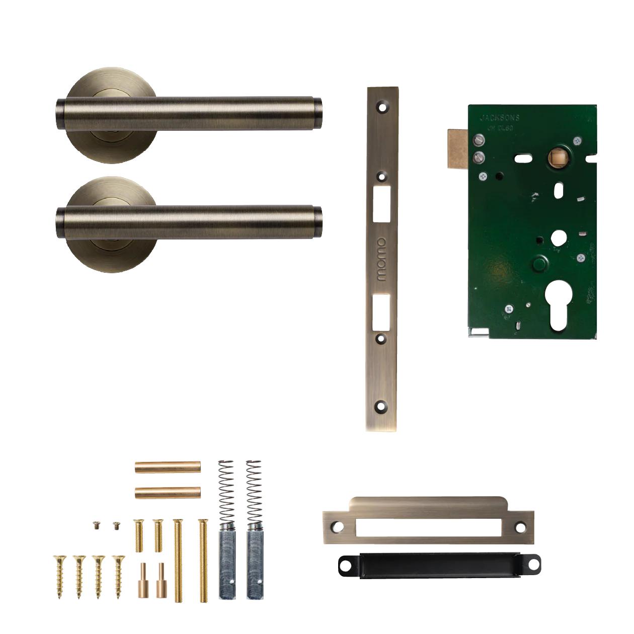 MOMO BELLEVUE PLAIN LEVER SOLID BRASS MORTICE PASSAGE SET - DARK BRUSHED BRASS in Dark Brushed Brass