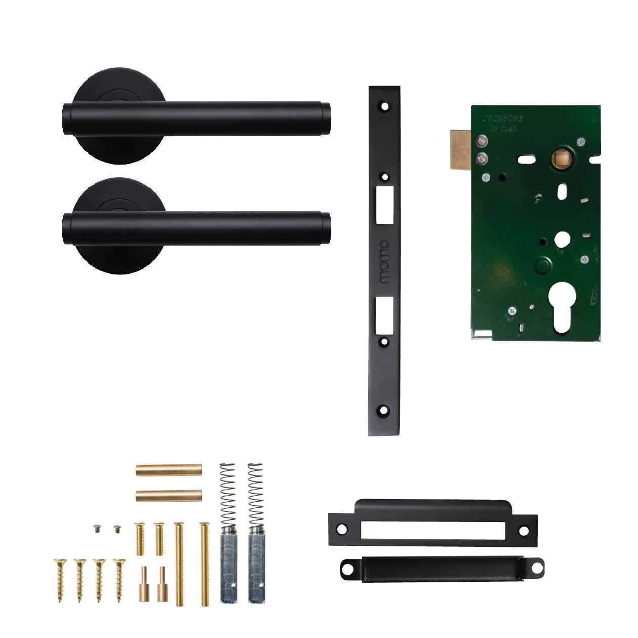 MOMO BELLEVUE PLAIN LEVER SOLID BRASS MORTICE PASSAGE SET - MATT BLACK in Matt Black