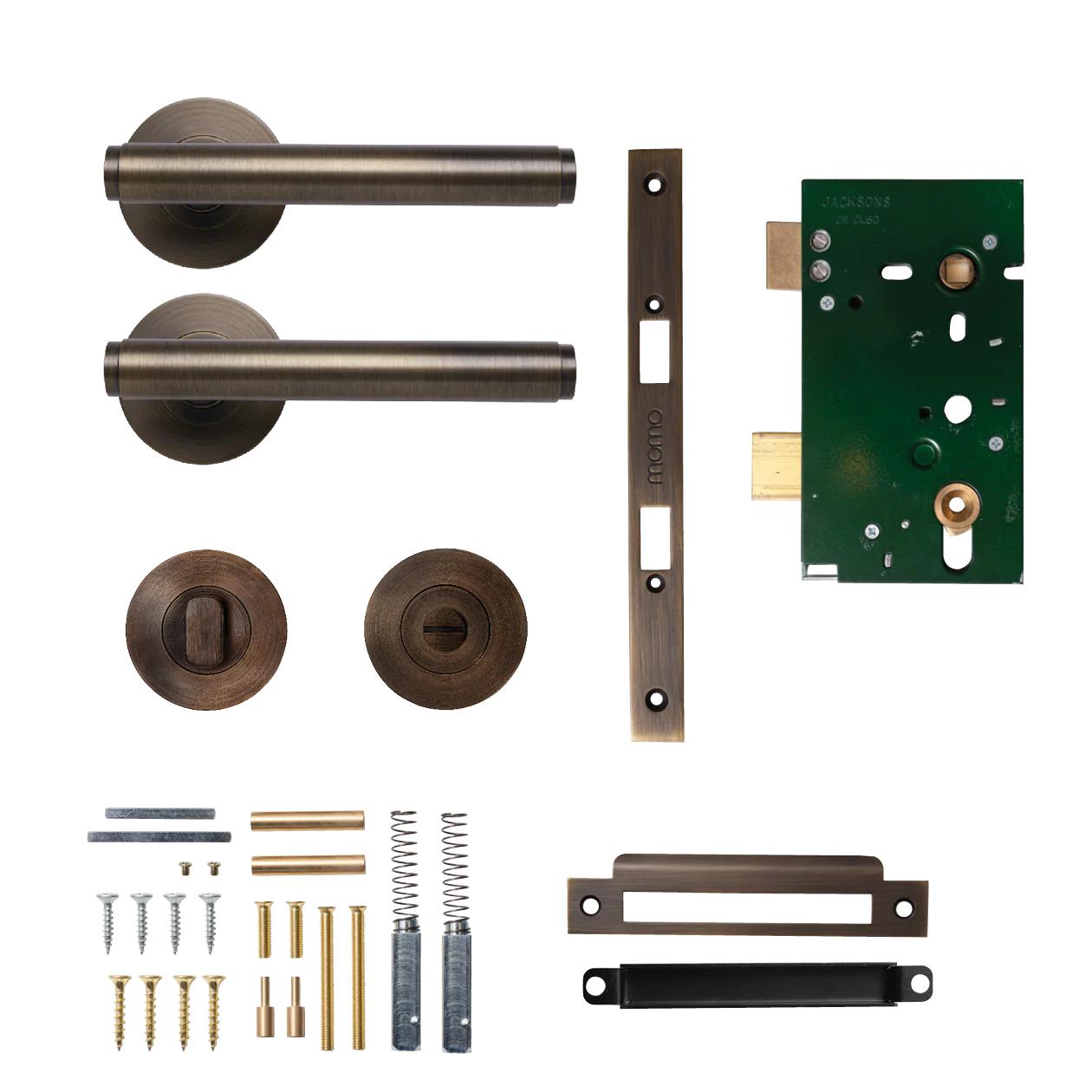 MOMO BELLEVUE PLAIN LEVER SOLID BRASS MORTICE PRIVACY SET - BRONZE in Bronze
