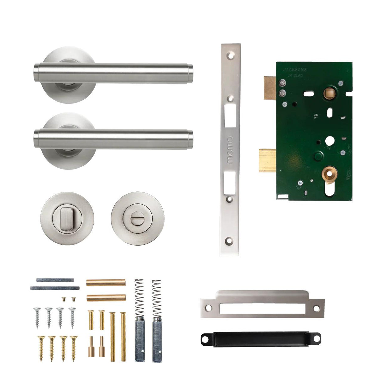 MOMO BELLEVUE PLAIN LEVER SOLID BRASS MORTICE PRIVACY SET - DULL BRUSHED NICKEL in Dull Brushed Nickel