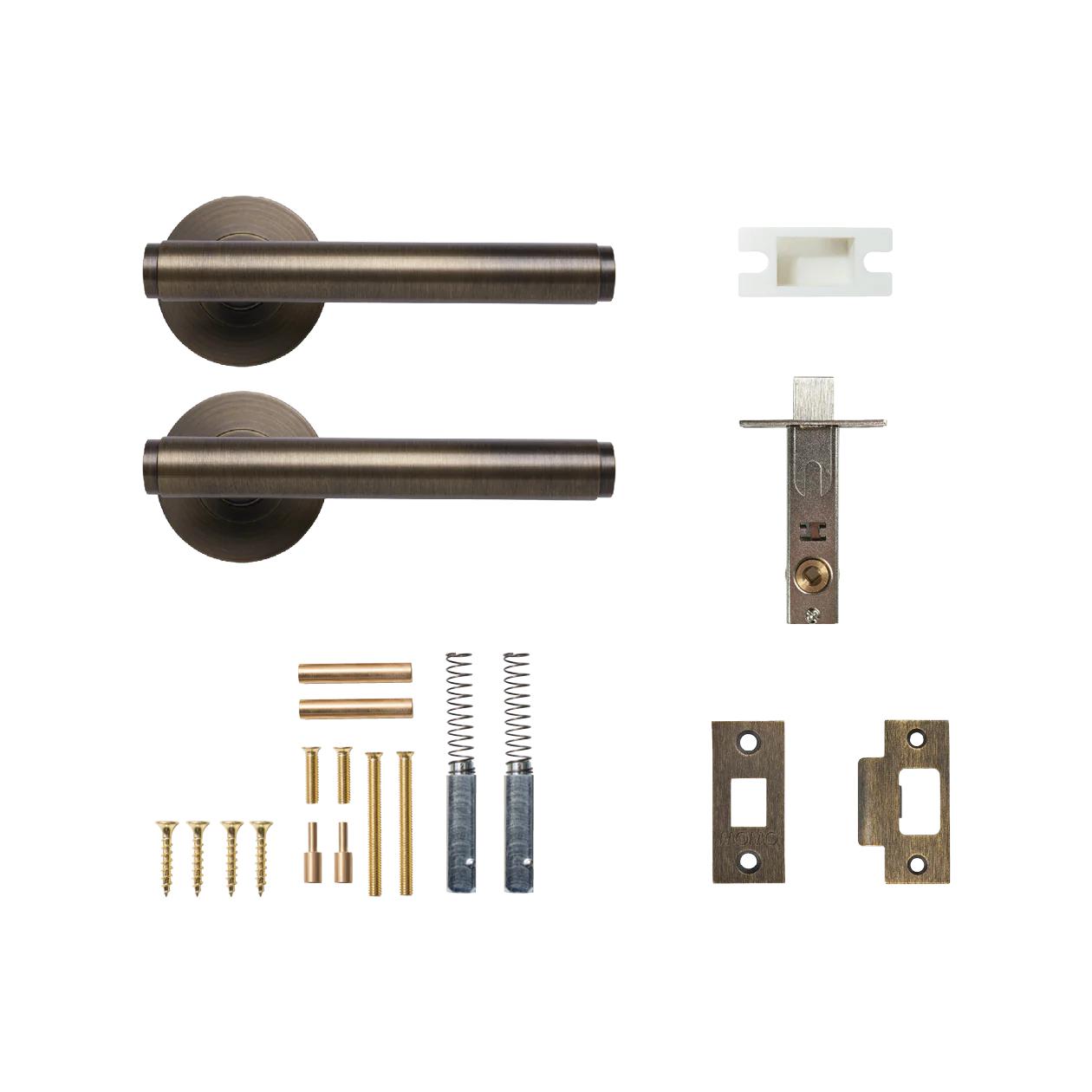 BELLEVUE PLAIN LEVER SOLID BRASS TUBULAR LATCH PASSAGE SET - BRONZE in Bronze