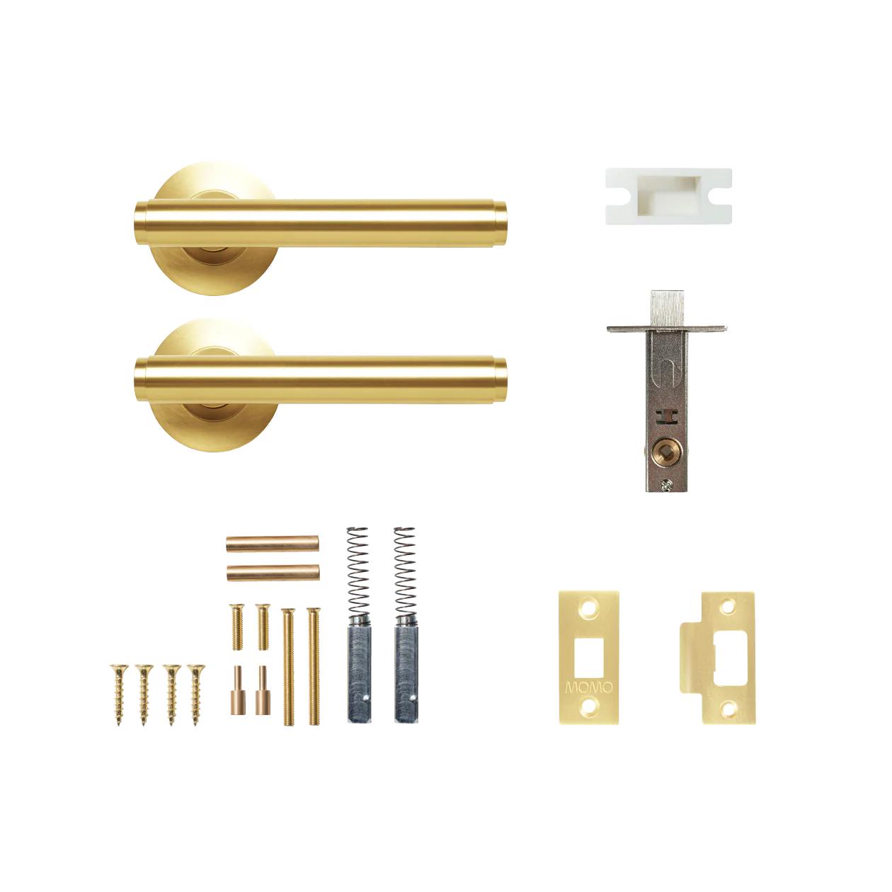 BELLEVUE PLAIN LEVER SOLID BRASS TUBULAR LATCH PASSAGE SET - BRUSHED SATIN BRASS in Brushed Satin Brass