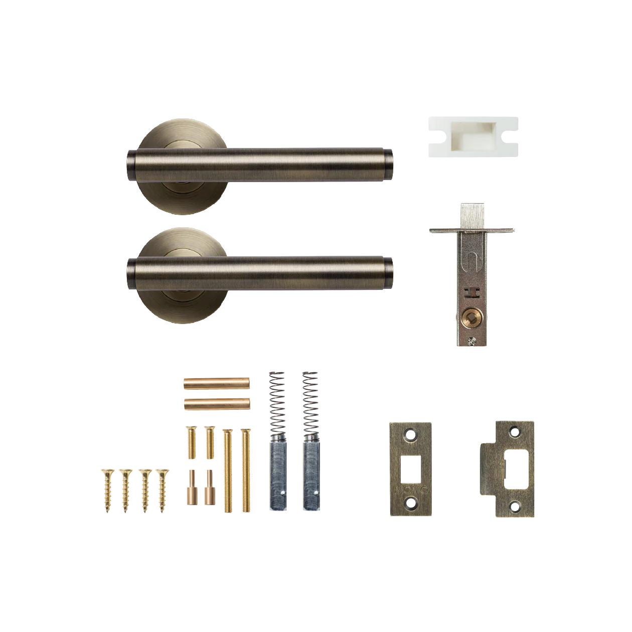 BELLEVUE PLAIN LEVER SOLID BRASS TUBULAR LATCH PASSAGE SET - DARK BRUSHED BRASS in Dark Brushed Brass