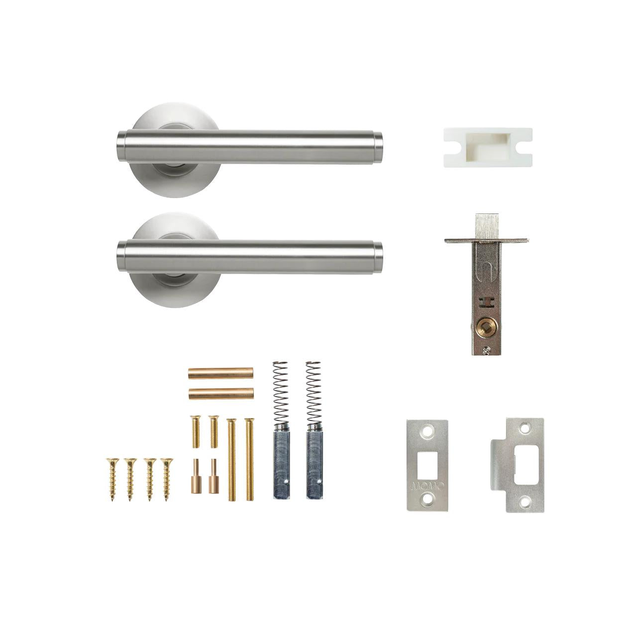 BELLEVUE PLAIN LEVER SOLID BRASS TUBULAR LATCH PASSAGE SET - DULL BRUSHED NICKEL in Dull Brushed Nickel