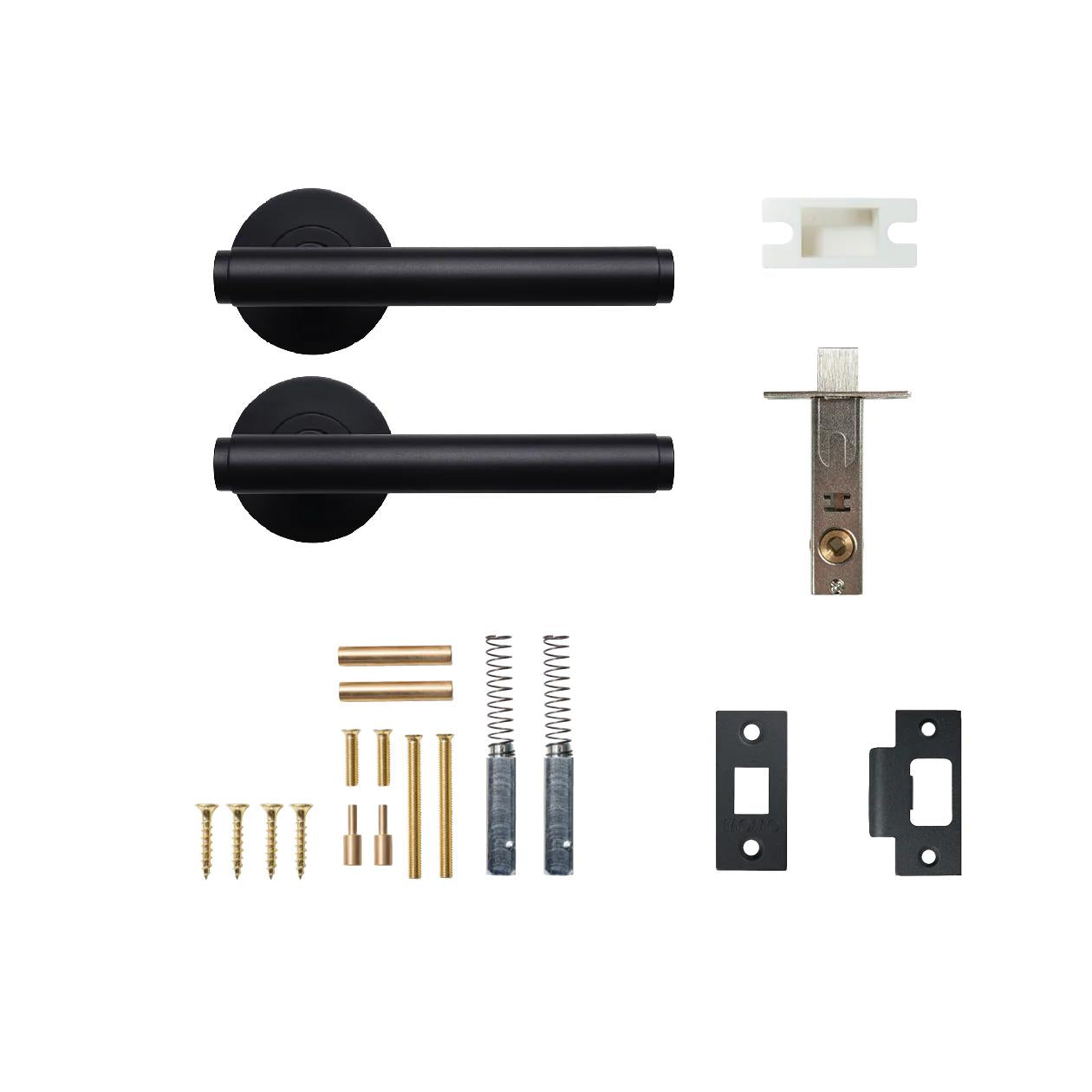 BELLEVUE PLAIN LEVER SOLID BRASS TUBULAR LATCH PASSAGE SET - MATT BLACK in Matt Black