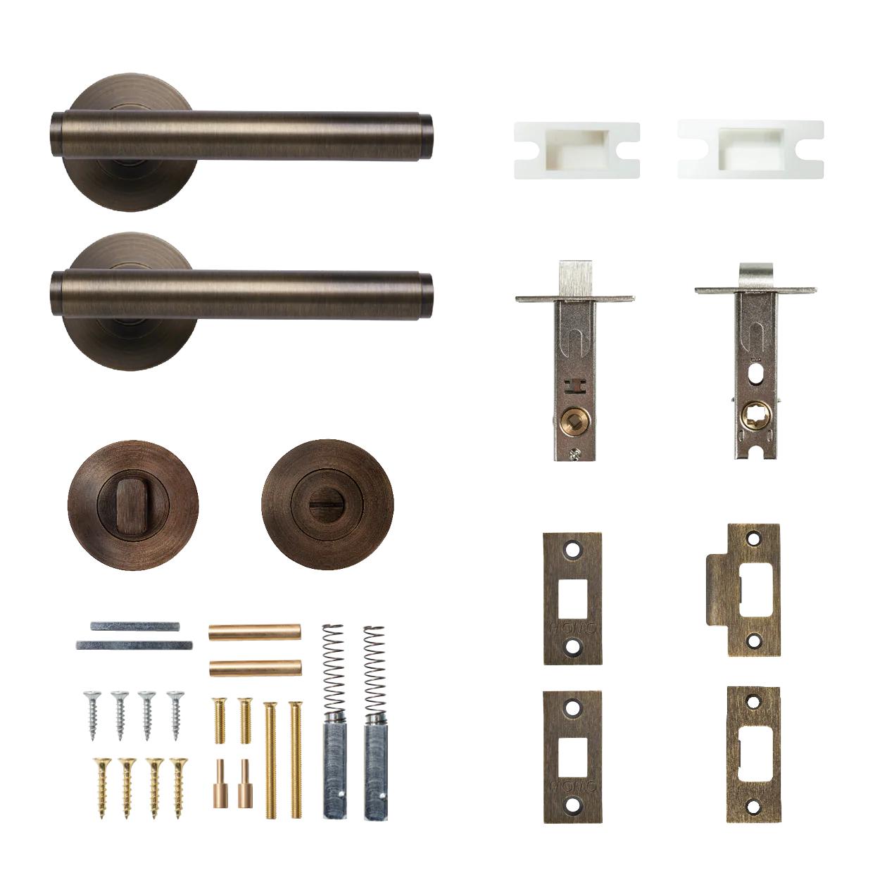 BELLEVUE PLAIN LEVER SOLID BRASS TUBULAR LATCH PRIVACY SET - BRONZE in Bronze