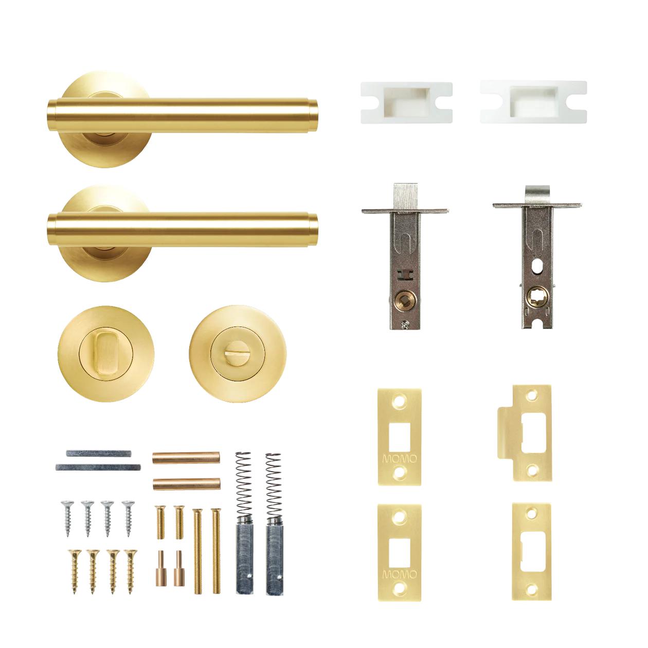 BELLEVUE PLAIN LEVER SOLID BRASS TUBULAR LATCH PRIVACY SET - BRUSHED SATIN BRASS in Brushed Satin Brass