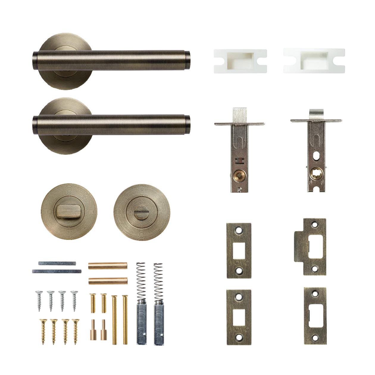 BELLEVUE PLAIN LEVER SOLID BRASS TUBULAR LATCH PRIVACY SET - DARK BRUSHED BRASS in Dark Brushed Brass