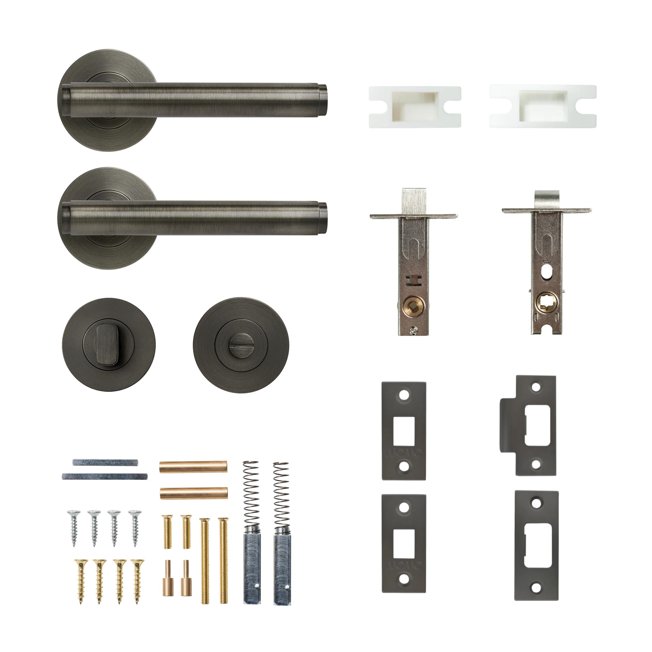 BELLEVUE PLAIN LEVER SOLID BRASS TUBULAR LATCH PRIVACY SET - GUNMETAL in Gun Metal