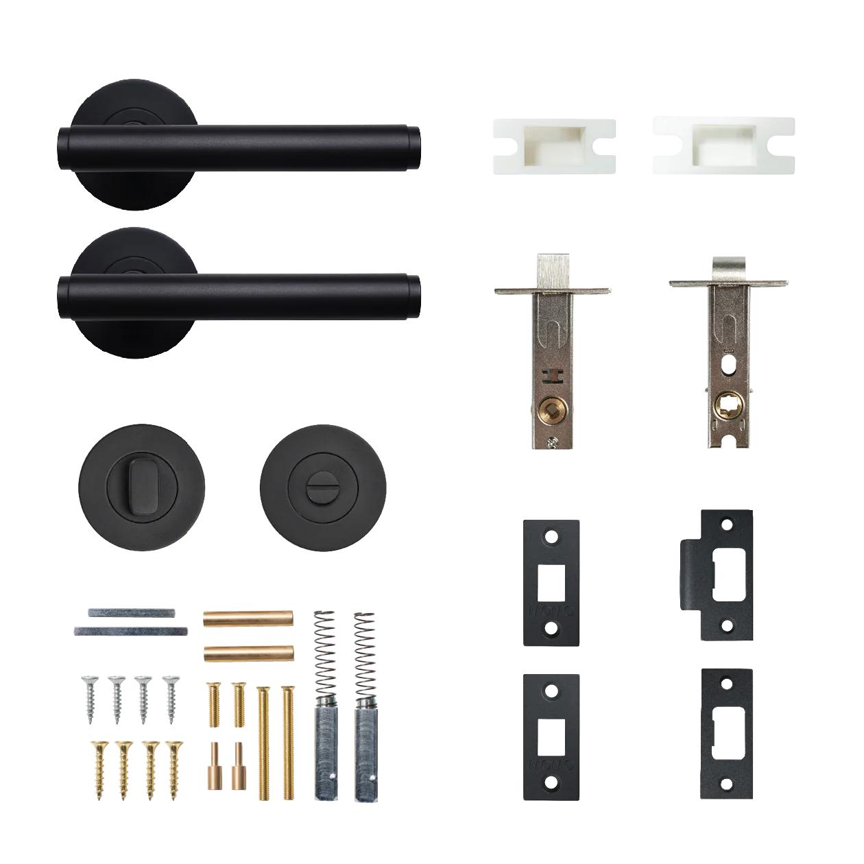 BELLEVUE PLAIN LEVER SOLID BRASS TUBULAR LATCH PRIVACY SET - MATT BLACK in Matt Black