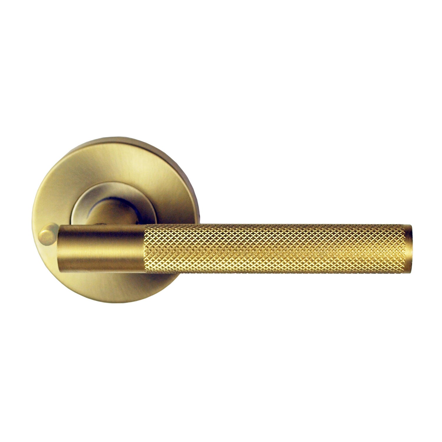 Domici knurled Privacy set Box pack Latch Included SB in Satin Brass