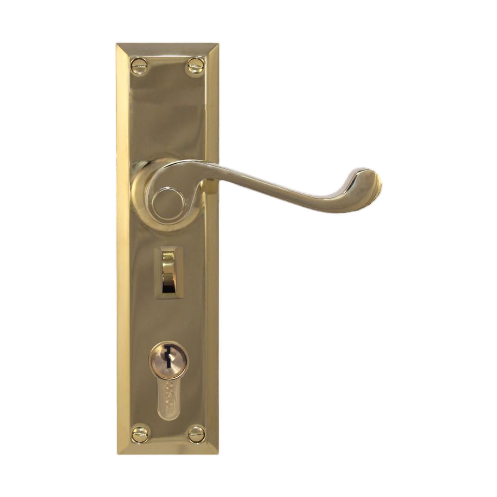 Lever Latch punched to suit myLOCK PB 200x50mm in Polished Brass