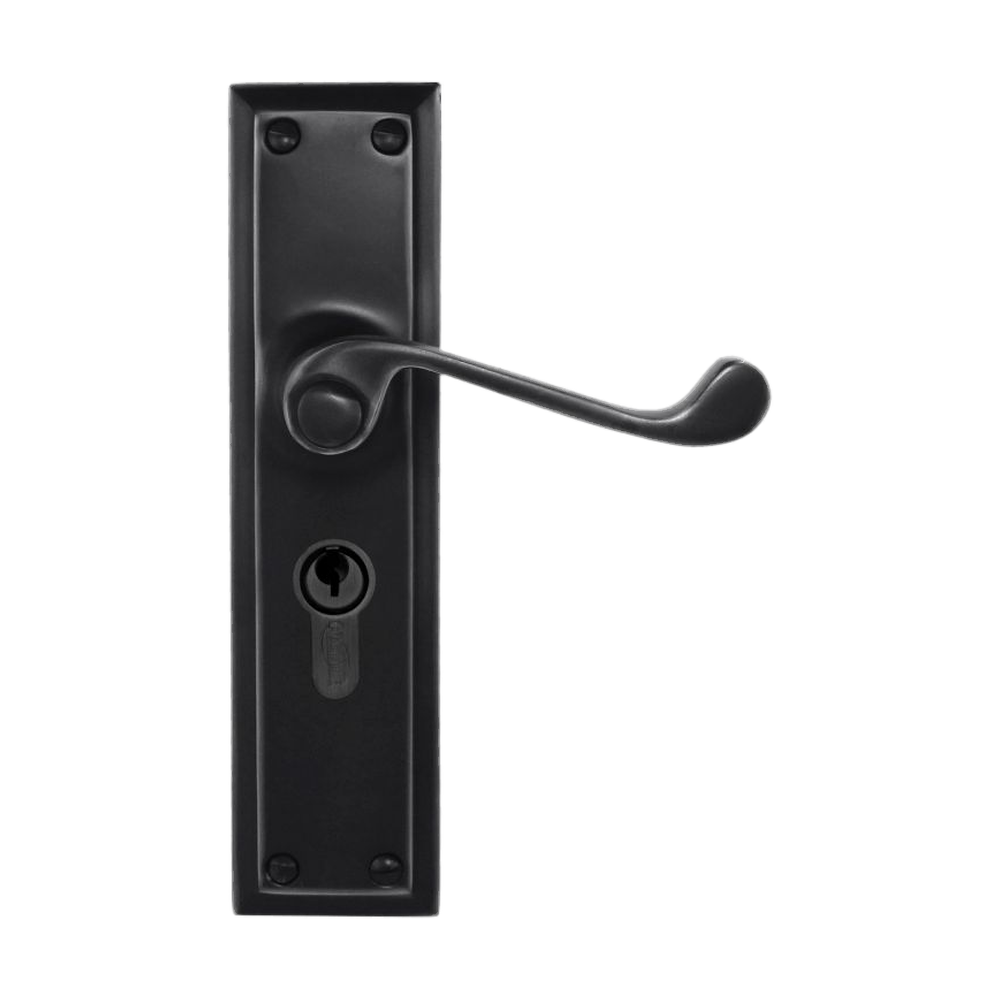Lever Latch Entrance Set (CC 47.6mm) Black 200x50mm in Black