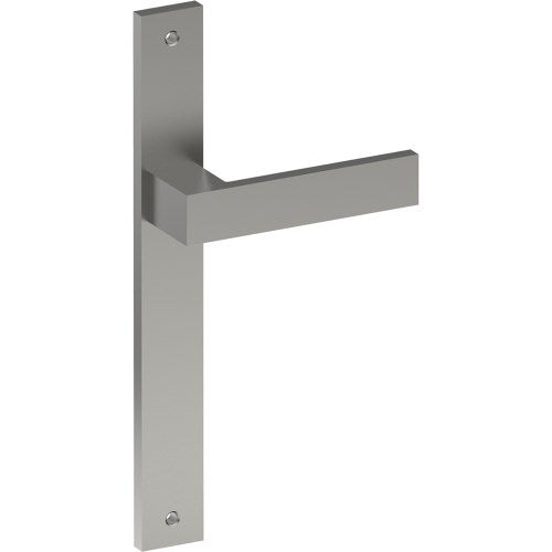 BAR Door Handle on B02 INTERNAL European Standard Backplate, Visible Fixing (Half Set) in Satin Stainless
