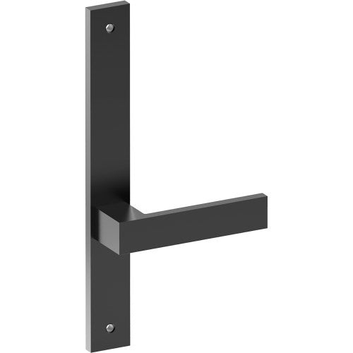 BAR Door Handle on B02 INTERNAL Australian Standard Backplate, Visible Fixing (Half Set) in Black Teflon