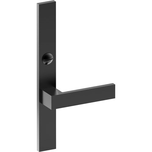 BAR Door Handle on B02 EXTERNAL Australian Standard Backplate with Emergency Release, Concealed Fixing (Half Set) 64mm CTC in Black Teflon