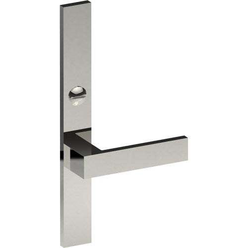 BAR Door Handle on B02 EXTERNAL Australian Standard Backplate with Emergency Release, Concealed Fixing (Half Set) 64mm CTC in Polished Stainless Steel
