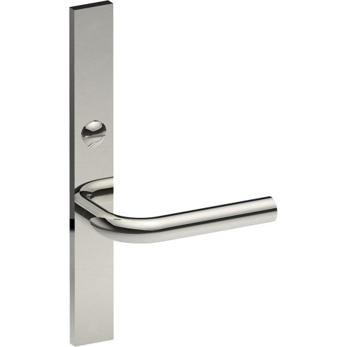 CAPRI Door Handle on B02 EXTERNAL Australian Standard Backplate with Emergency Release, Concealed Fixing (Half Set) 64mm CTC in Polished Stainless Steel