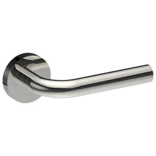 CAPRI Door Handles on Ø52mm Rose (Latch/Lock Sold Separately) in Polished Stainless Steel