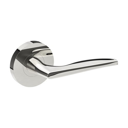 CASTILE Door Handles on Ø65mm Rose (Latch/Lock Sold Seperately) in Polished Stainless Steel