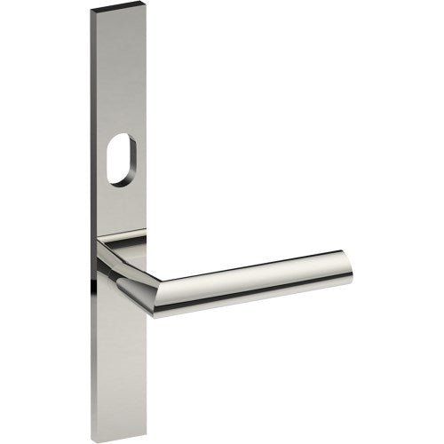 COMO Door Handle on B02 EXTERNAL Australian Standard Backplate with Cylinder Hole, Concealed Fixing (Half Set) 64mm CTC in Polished Stainless Steel