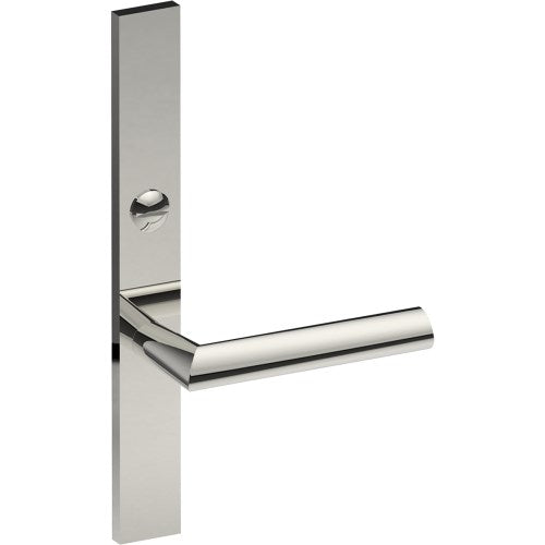 COMO Door Handle on B02 EXTERNAL Australian Standard Backplate with Emergency Release, Concealed Fixing (Half Set) 64mm CTC in Polished Stainless Steel