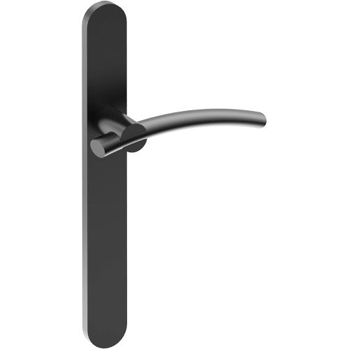 LAGUNA Door Handle on B01 EXTERNAL European Standard Backplate, Concealed Fixing (Half Set) in Black Teflon