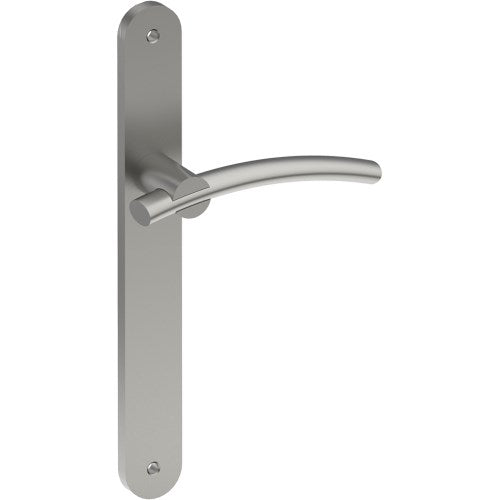 LAGUNA Door Handle on B01 INTERNAL European Standard Backplate, Visible Fixing (Half Set) in Satin Stainless