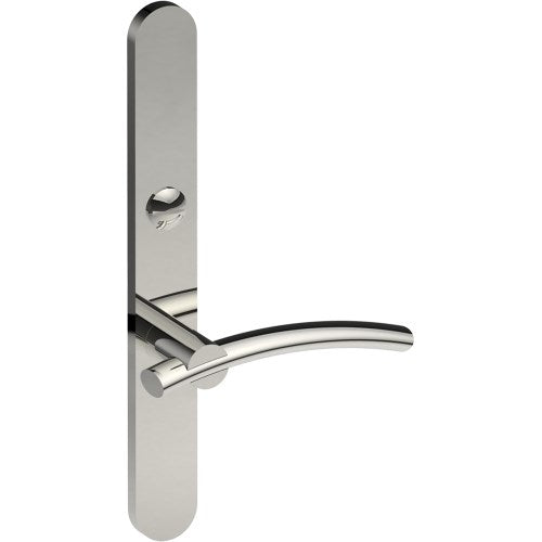 LAGUNA Door Handle on B01 EXTERNAL Australian Standard Backplate with Emergency Release, Concealed Fixing (Half Set) 64mm CTC in Polished Stainless Steel