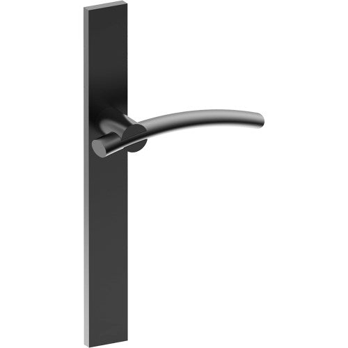 LAGUNA Door Handle on B02 EXTERNAL European Standard Backplate, Concealed Fixing (Half Set) in Black Teflon