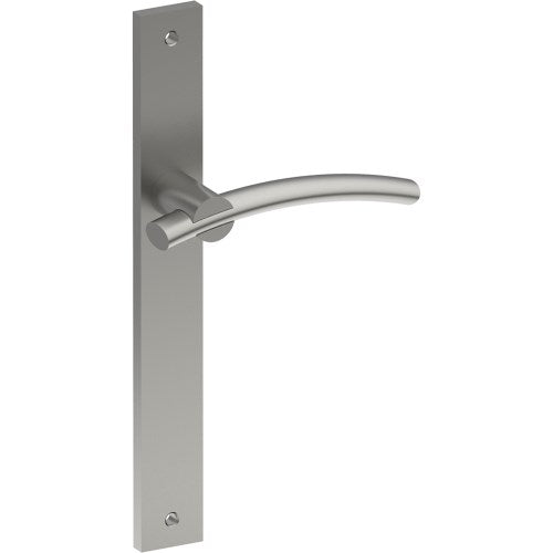 LAGUNA Door Handle on B02 INTERNAL European Standard Backplate, Visible Fixing (Half Set) in Satin Stainless