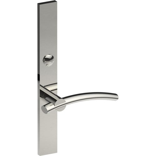 LAGUNA Door Handle on B02 EXTERNAL Australian Standard Backplate with Emergency Release, Concealed Fixing (Half Set) 64mm CTC in Polished Stainless Steel