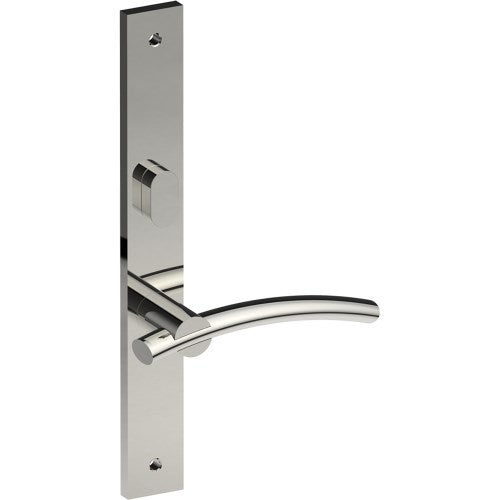 LAGUNA Door Handle on B02 INTERNAL Australian Standard Backplate with Privacy Turn, Visible Fixing (Half Set) 64mm CTC in Polished Stainless Steel