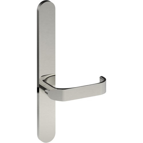 MOSS Door Handle on B01 EXTERNAL Australian Standard Backplate, Concealed Fixing (Half Set) in Polished Stainless Steel