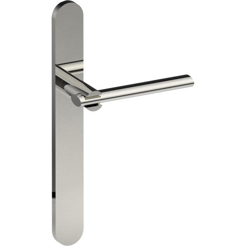 PRONTO Door Handle on B01 EXTERNAL European Standard Backplate, Concealed Fixing (Half Set) in Polished Stainless Steel