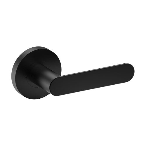 ROUBAIX Door Handles on Ø65mm Integrated Privacy Rose (Latch Sold Seperately) in Black Teflon