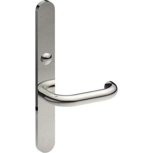 SAFETY Door Handle on B01 EXTERNAL Australian Standard Backplate with Emergency Release, Concealed Fixing (Half Set) 64mm CTC in Polished Stainless Steel