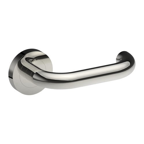SAFETY Door Handles on Ø52mm Rose (Latch/Lock Sold Separately) in Polished Stainless Steel