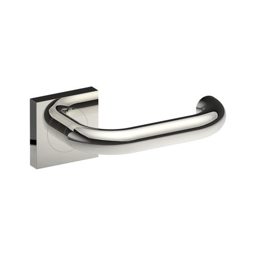 SAFETY Door Handles on Square Rose Concealed Fix Rose (Latch/Lock Sold Seperately) in Polished Stainless Steel