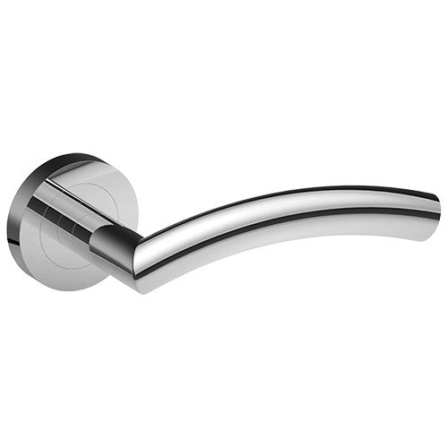 TRIESTE Door Handles on Ø52mm Rose (Latch/Lock Sold Separately) in Polished Stainless Steel