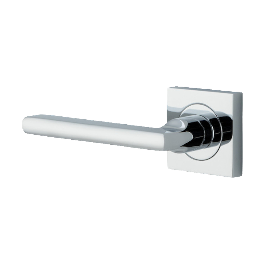 Door Lever Baltimore Rose Square Concealed Fix Left Hand Fixed Polished Chrome L118xP57mm BPH52xW52mm in Polished Chrome