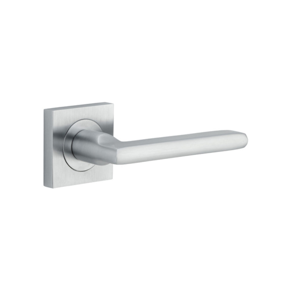 Door Lever Baltimore Square Rose Pair Brushed Chrome H52xW52xP55mm
(Latch/Lock Sold Separately) in Brushed Chrome